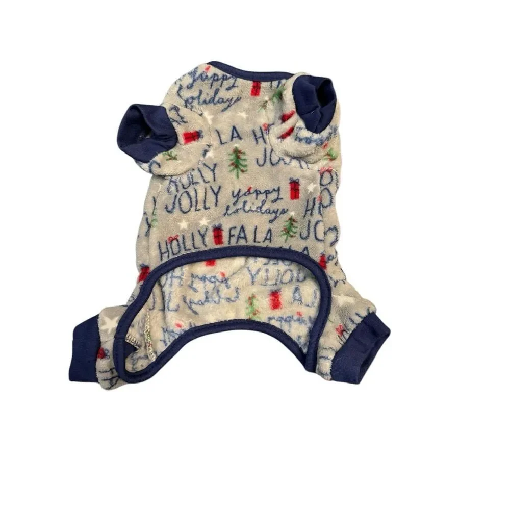 Cozy Grey Doggy Pajamas with Fun Holiday Print